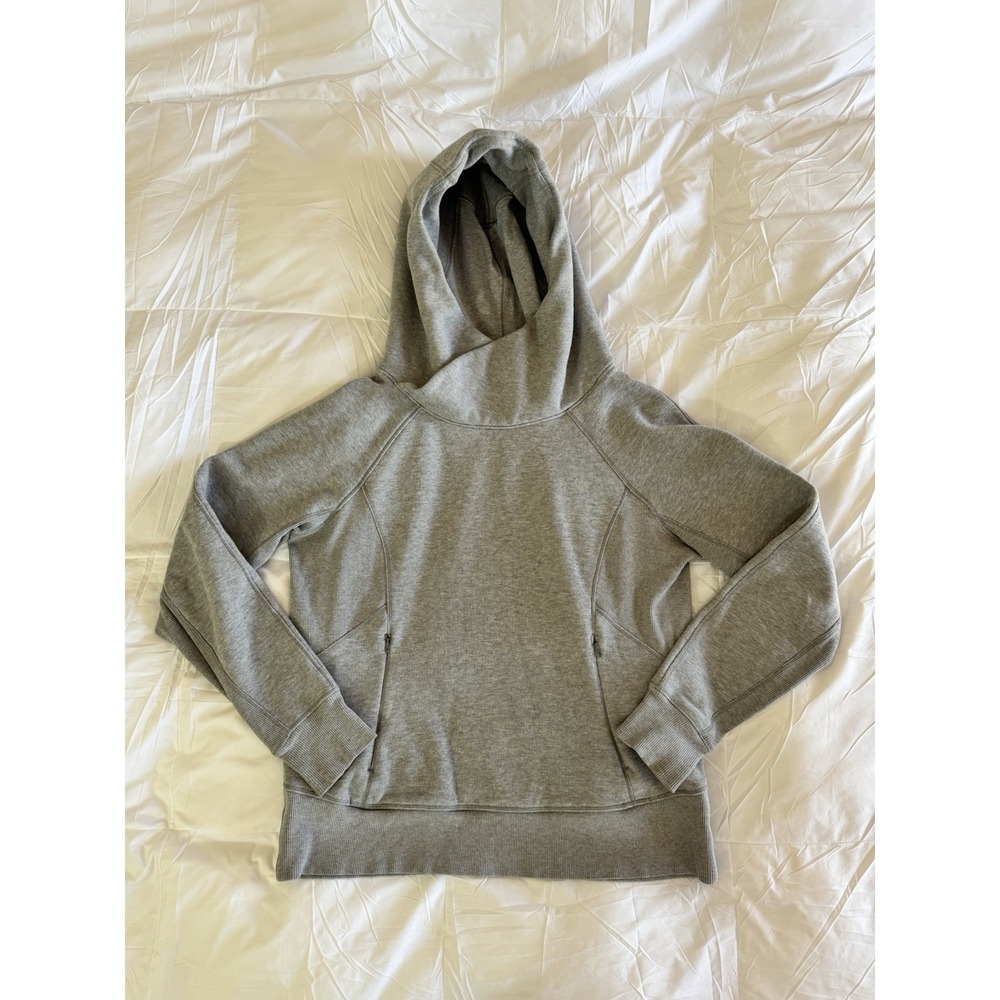 Lululemon Under Wraps Hoodie Jacket Women's 10 Gray Full Length Thumb Holes